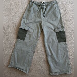 Abercrombie & Fitch Baggy Cargo Pants Olive Green Utility Y2K Paratrooper Style